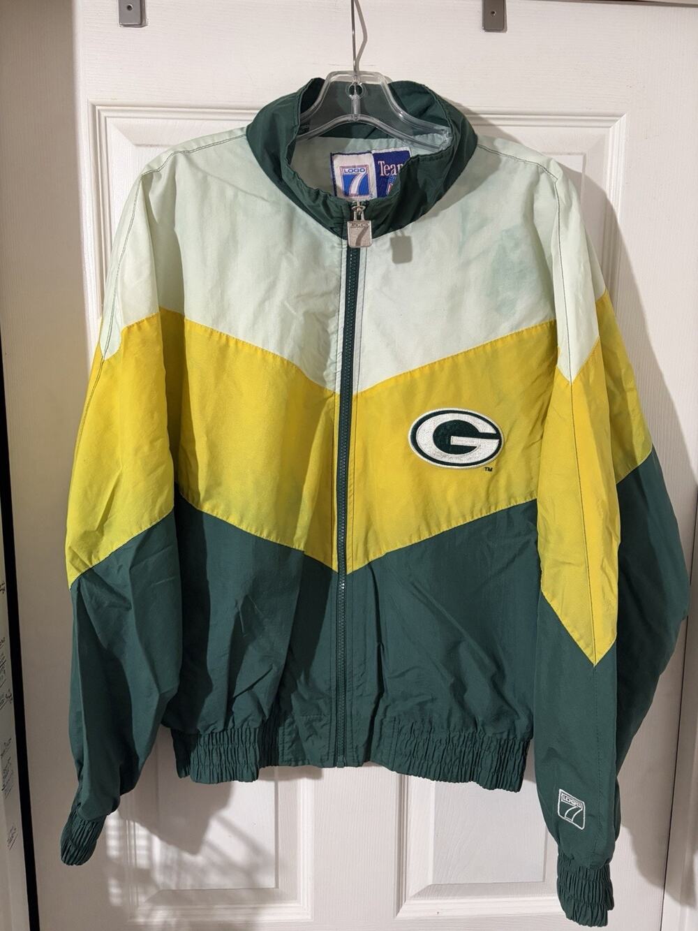 Vintage Logo 7 Green Bay Packers Windbreaker NFL Sz L 90’s